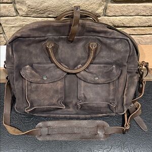 Ralph Lauren Double RL Distressed Leather Briefcase